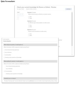 Screenshots of quiz built in D2L LMS