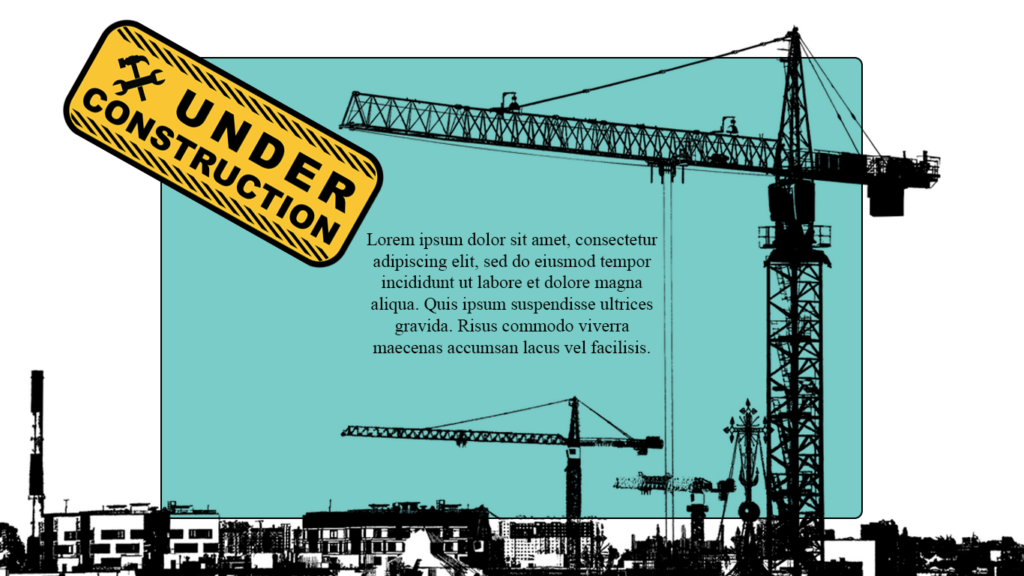 Lorem ipsum text with construction imagery around it.